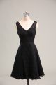 Mini Length A-line Sleeveless Black Prom Dresses Zipper