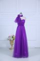 Spectacular Eggplant Purple Sleeveless Tulle Zipper Bridesmaid Gown for Wedding Party