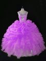 Clearance Lilac Zipper Straps Sequins and Pick Ups 15th Birthday Dress Organza Sleeveless