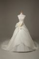 Enchanting White Sleeveless Court Train Beading and Lace and Hand Made Flower Wedding Dress