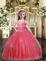 Dramatic Sleeveless Beading and Appliques Lace Up Pageant Dress for Womens