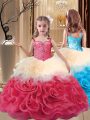 Multi-color Sleeveless Fabric With Rolling Flowers Lace Up Little Girl Pageant Dress for Party and Wedding Party