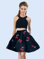 Dramatic Black Satin Lace Up Wedding Party Dress Sleeveless Mini Length Pattern