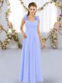 Floor Length Empire Sleeveless Lavender Quinceanera Court Dresses Lace Up