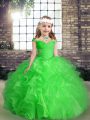 Sleeveless Floor Length Beading and Ruffles Lace Up Little Girls Pageant Dress Wholesale with