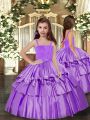 Lavender Ball Gowns Straps Sleeveless Floor Length Lace Up Ruffled Layers Little Girls Pageant Gowns