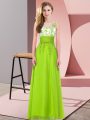 Perfect Chiffon Sleeveless Floor Length Bridesmaid Dresses and Appliques