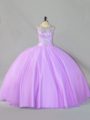Lavender Sleeveless Floor Length Sequins Zipper Ball Gown Prom Dress