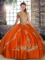 Off The Shoulder Sleeveless Tulle Quinceanera Gowns Beading and Embroidery Lace Up