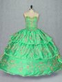 Classical Ball Gowns Sweet 16 Dress Green Sweetheart Satin and Organza Sleeveless Floor Length Lace Up