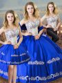 Beauteous Royal Blue Sleeveless Satin Lace Up Quinceanera Dresses for Sweet 16 and Quinceanera