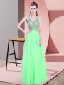 Custom Design Sleeveless Floor Length Beading Zipper Dress for Prom