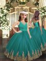 Graceful Turquoise Sleeveless Tulle Zipper Pageant Dress for Teens for Party and Wedding Party