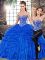Hot Sale Tulle Sleeveless Floor Length Sweet 16 Dresses and Beading and Ruffles