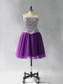 Custom Designed Sleeveless Lace Up Mini Length Beading Prom Evening Gown