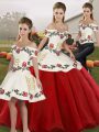 Sleeveless Lace Up Floor Length Embroidery 15 Quinceanera Dress