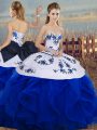Sleeveless Lace Up Floor Length Embroidery and Ruffles and Bowknot Quinceanera Gown