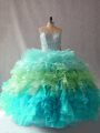 Sweetheart Sleeveless Organza Quinceanera Dresses Beading and Ruffles Lace Up