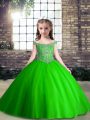 Attractive Floor Length Lace Up Little Girl Pageant Dress for Party and Wedding Party with Beading