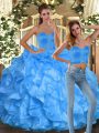 Glamorous Floor Length Baby Blue Sweet 16 Dresses Sweetheart Sleeveless Lace Up