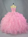 Extravagant Organza Sleeveless Floor Length Sweet 16 Quinceanera Dress and Beading and Ruffles