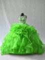 High Quality Ball Gowns Ball Gown Prom Dress Scoop Organza Sleeveless Floor Length Lace Up