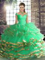 New Style Turquoise Sleeveless Tulle Lace Up 15th Birthday Dress for Military Ball and Sweet 16 and Quinceanera