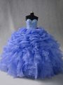 Nice Sweetheart Sleeveless Lace Up 15 Quinceanera Dress Blue Organza