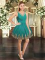 Custom Made Turquoise V-neck Neckline Embroidery Prom Dress Sleeveless Backless