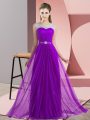 Adorable Chiffon Sleeveless Floor Length Quinceanera Court of Honor Dress and Beading