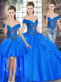Free and Easy Tulle Sleeveless Floor Length 15 Quinceanera Dress and Beading and Ruffles