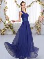 Royal Blue Bridesmaids Dress Wedding Party with Ruching One Shoulder Sleeveless Lace Up
