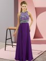 Vintage Scoop Sleeveless Side Zipper Homecoming Dresses Purple Chiffon