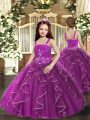 Exquisite Sleeveless Lace Up Floor Length Ruffles Little Girls Pageant Dress Wholesale