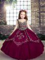 Sleeveless Embroidery Lace Up Little Girl Pageant Dress