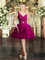 Sleeveless Backless Mini Length Beading and Ruffles Homecoming Dress