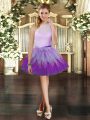 Flare Sleeveless Tulle Mini Length Zipper Dress for Prom in Multi-color with Ruffles