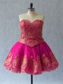 Colorful Fuchsia Prom and Party with Appliques and Embroidery Sweetheart Sleeveless Lace Up
