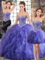 Wonderful Sweetheart Sleeveless Lace Up Sweet 16 Dress Lavender Tulle