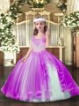 Superior Lilac Sleeveless Tulle Lace Up Little Girl Pageant Gowns for Party and Sweet 16 and Wedding Party