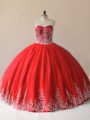 Sleeveless Embroidery Lace Up 15th Birthday Dress