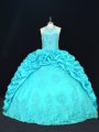 Glorious Sleeveless Lace Up Floor Length Beading and Appliques and Embroidery and Pick Ups 15th Birthday Dress