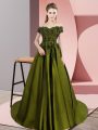 Floor Length Olive Green Quinceanera Dresses Satin Sleeveless Lace