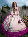 Fuchsia Sleeveless Organza Lace Up Sweet 16 Dress for Sweet 16 and Quinceanera