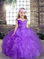 Sleeveless Lace Up Floor Length Beading Girls Pageant Dresses