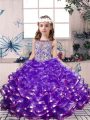 Floor Length Ball Gowns Sleeveless Lavender Glitz Pageant Dress Lace Up
