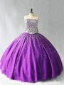 Shining Sleeveless Beading Lace Up Quinceanera Gown