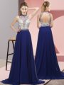 On Sale Royal Blue Sleeveless Beading Backless