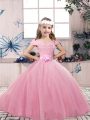 Pink Sleeveless Tulle Lace Up Little Girls Pageant Dress Wholesale for Party and Wedding Party
