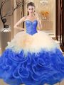 Free and Easy Ball Gowns Quinceanera Dress Multi-color Sweetheart Fabric With Rolling Flowers Sleeveless Floor Length Lace Up